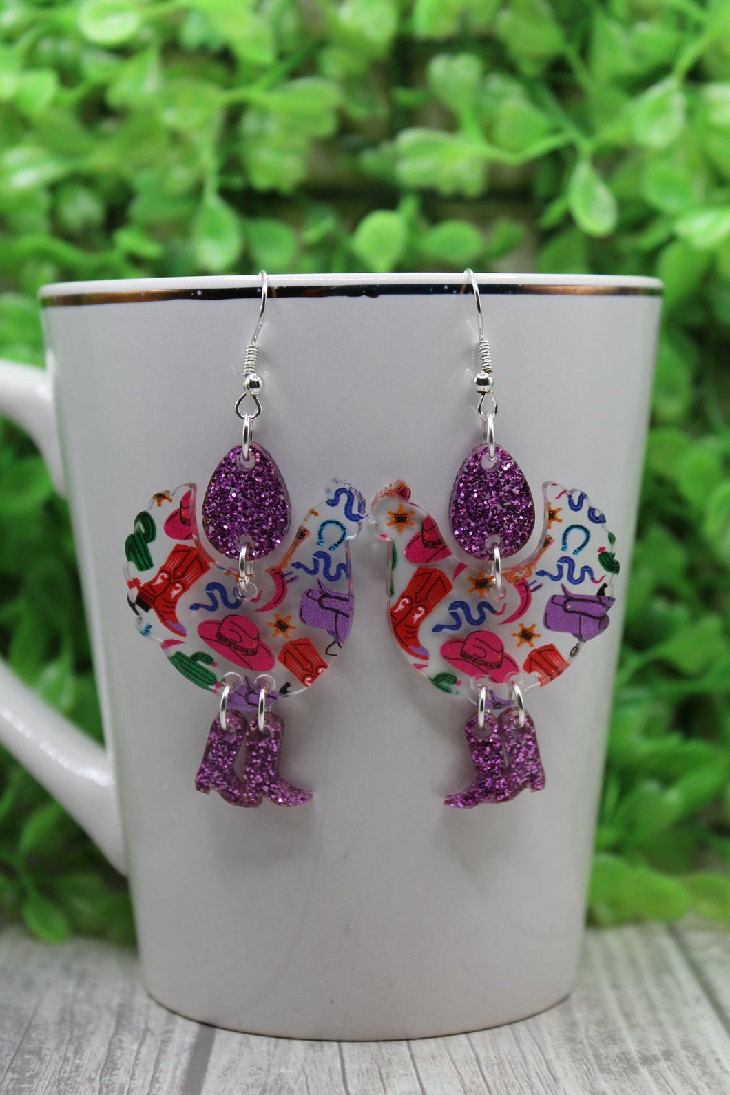 Country-Western Chickens • Dangle Earrings