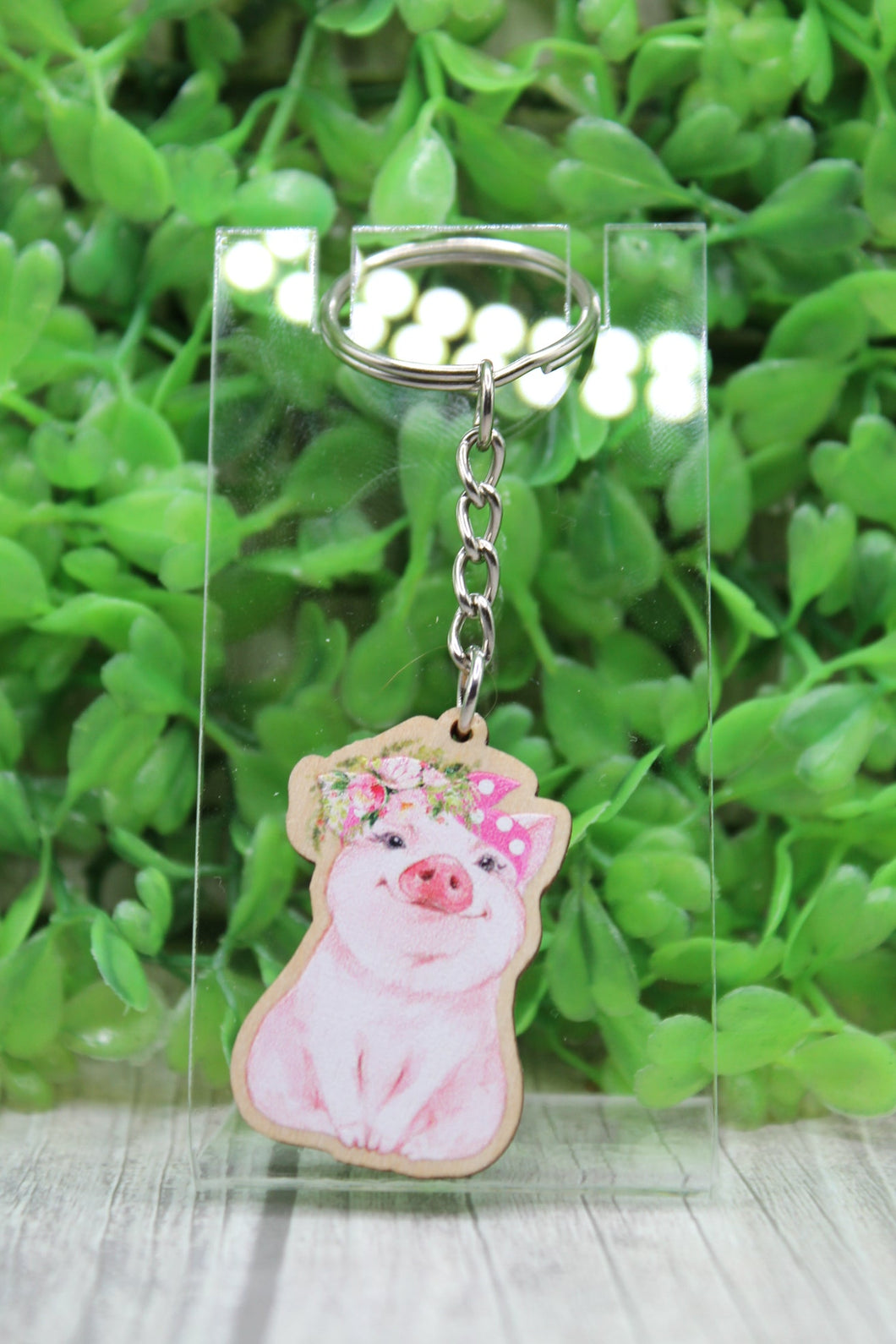 Floral Crown Pig Keychain