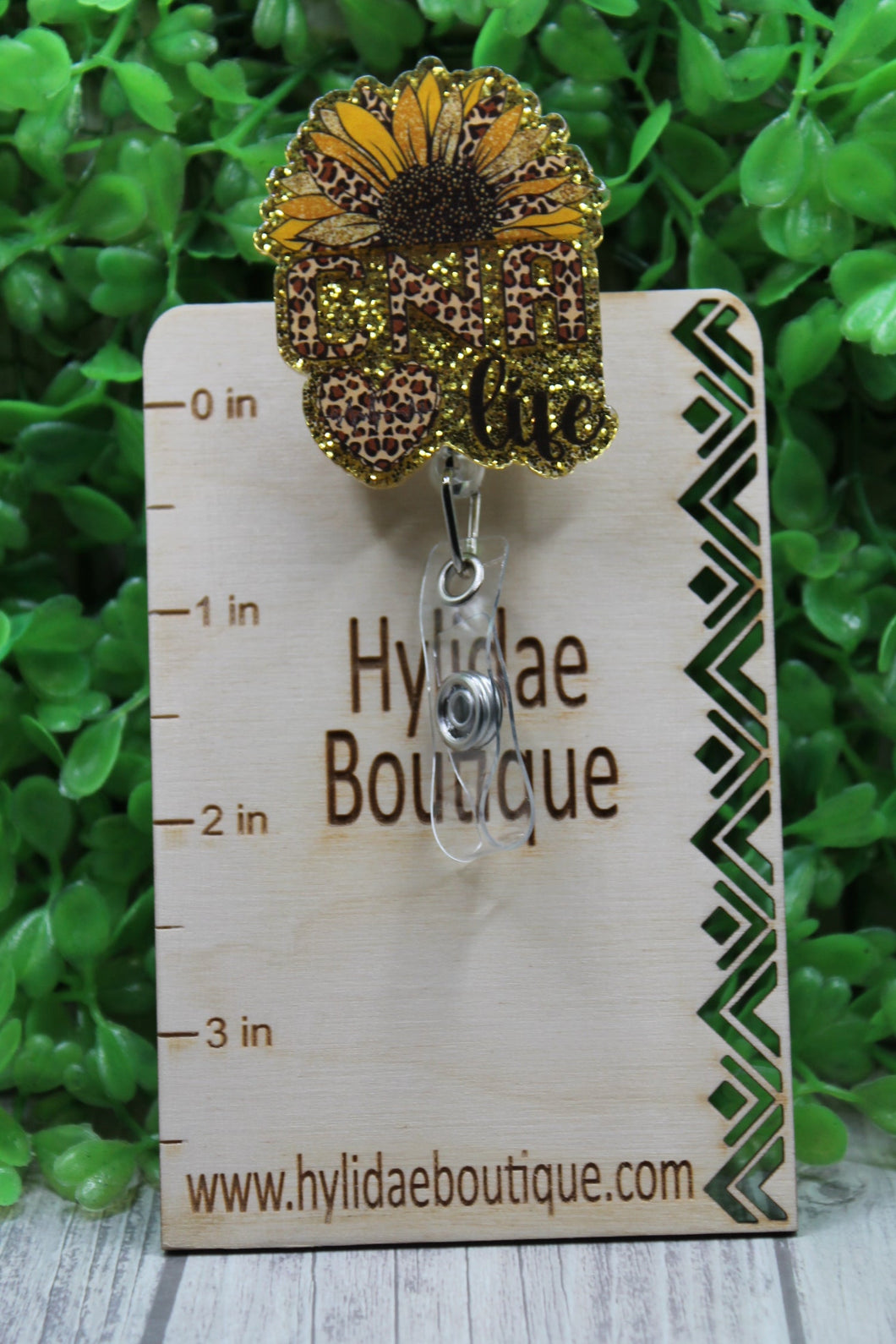 CNA Lift Leopard Sunflower on Gold Badge/ID Holder Reel