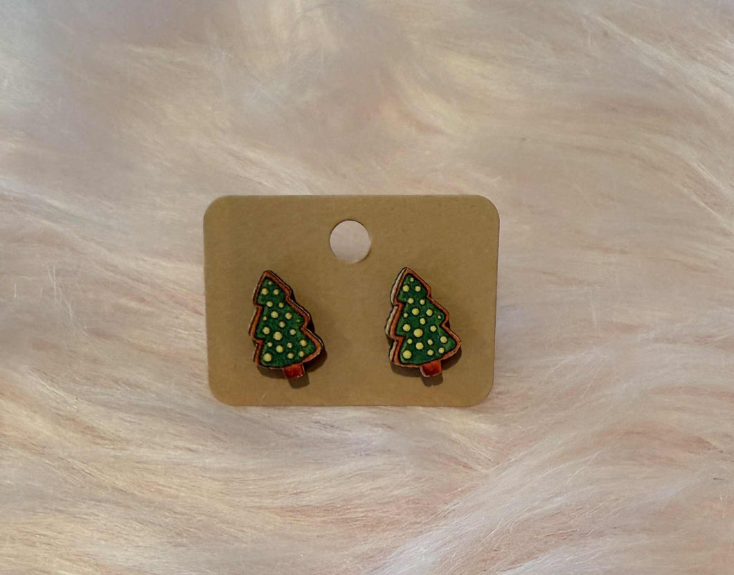 Christmas 🎄 Trees With Yellow 🟡 Speckle Studded Earrings