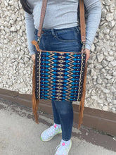 Load image into Gallery viewer, Blue Lake Saddle Blanket Crossbody with Suede Fringe
