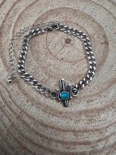 Load image into Gallery viewer, Cactus and Faux Turquoise Cuban Chain Bracelet
