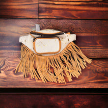 Load image into Gallery viewer, Cowhide Fanny Pack - Beige &amp; Gold Cowhide
