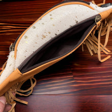 Load image into Gallery viewer, Cowhide Fanny Pack - Beige &amp; Gold Cowhide
