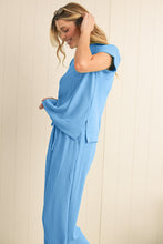 Load image into Gallery viewer, Luxury Solid Corded Short Sleeve T Shirt And Wide Leg Pants Set
