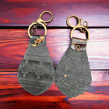 Load image into Gallery viewer, Embossed Leather Key Chain - Blue
