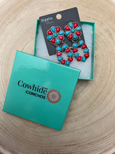 Load image into Gallery viewer, Faux Turquoise and Coral Cluster Post Earrings
