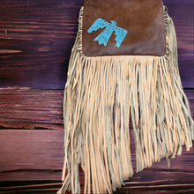 Load image into Gallery viewer, Thunderbird Cowhide Crossbody - Tooled Leather Cowhide Clutch

