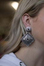 Load image into Gallery viewer, Western Concho Dangle Earrings with multi color stones - 2 1/2 inch drop
