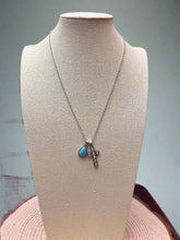 Load image into Gallery viewer, Western Rhinestone Cross and Faux Turquoise Dangle Necklace - 18 inch + 3
