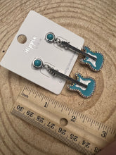 Load image into Gallery viewer, Western Turquoise Guitar Dangle Earrings - 2 inch drop
